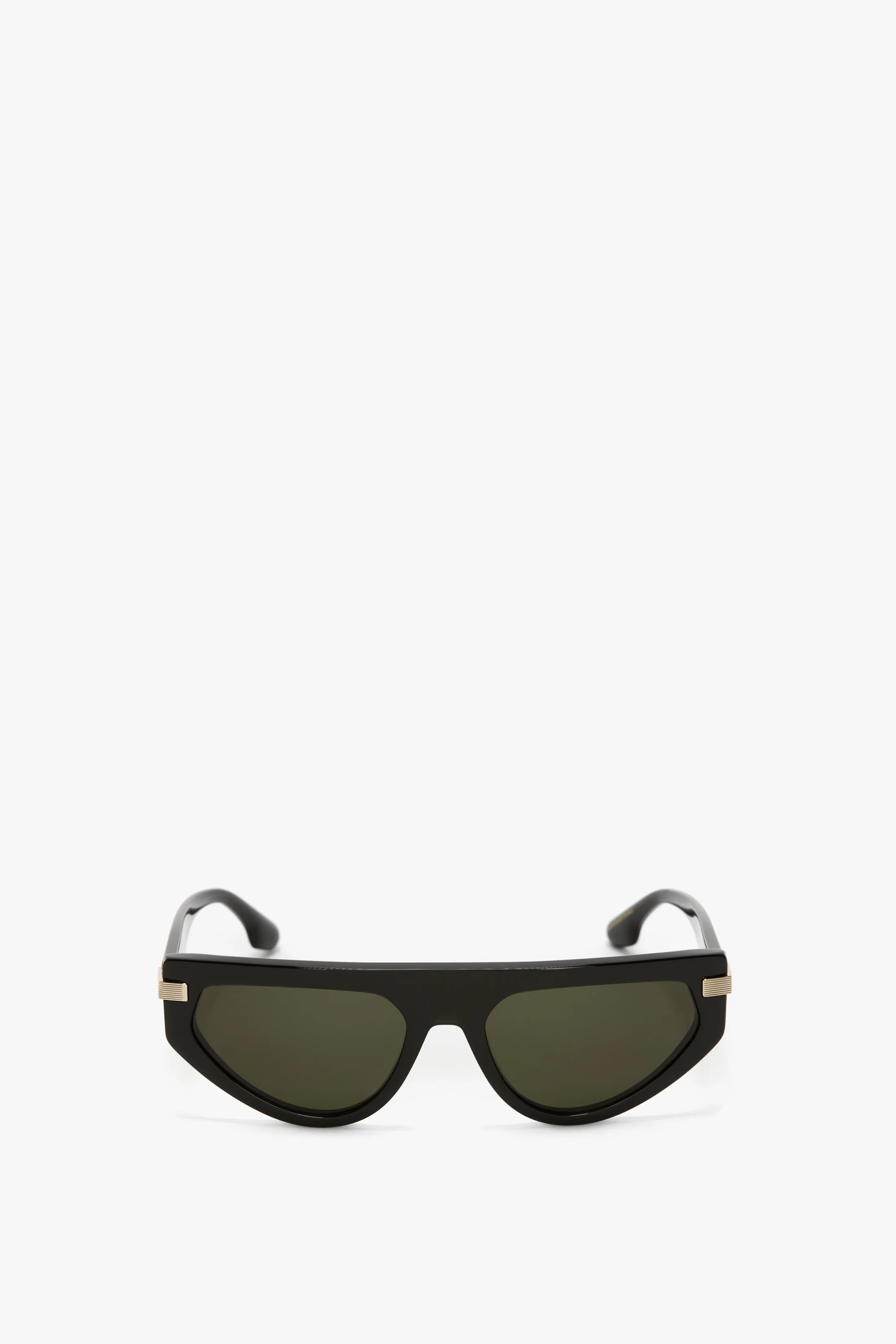 Visor Hinge-Detail Sunglasses In Metalic Chocolate sold by Victoria Beckham