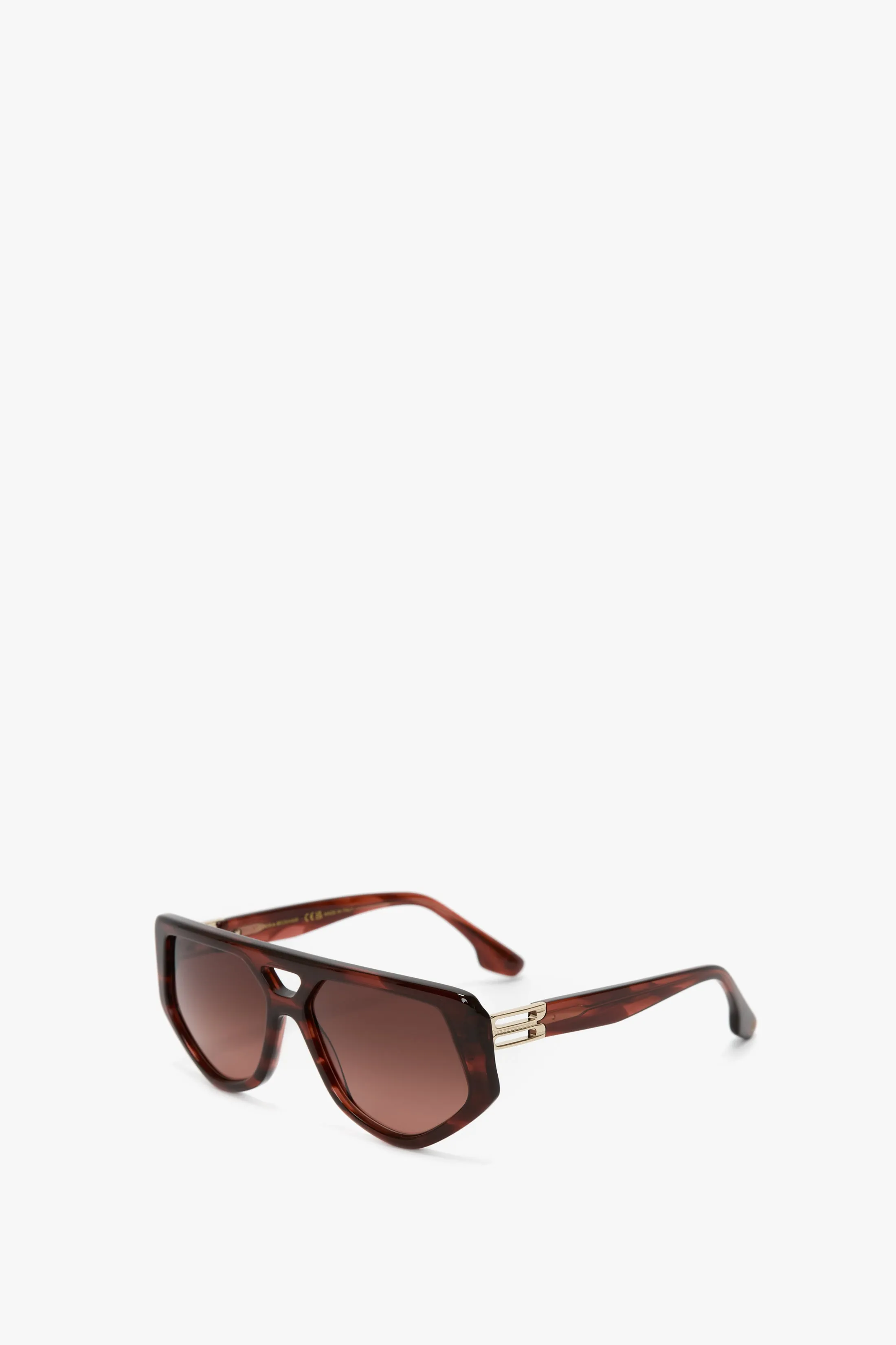 Double Bridge B Frame Logo Sunglasses In Striped Red sold by Victoria Beckham product image thumbnail 3