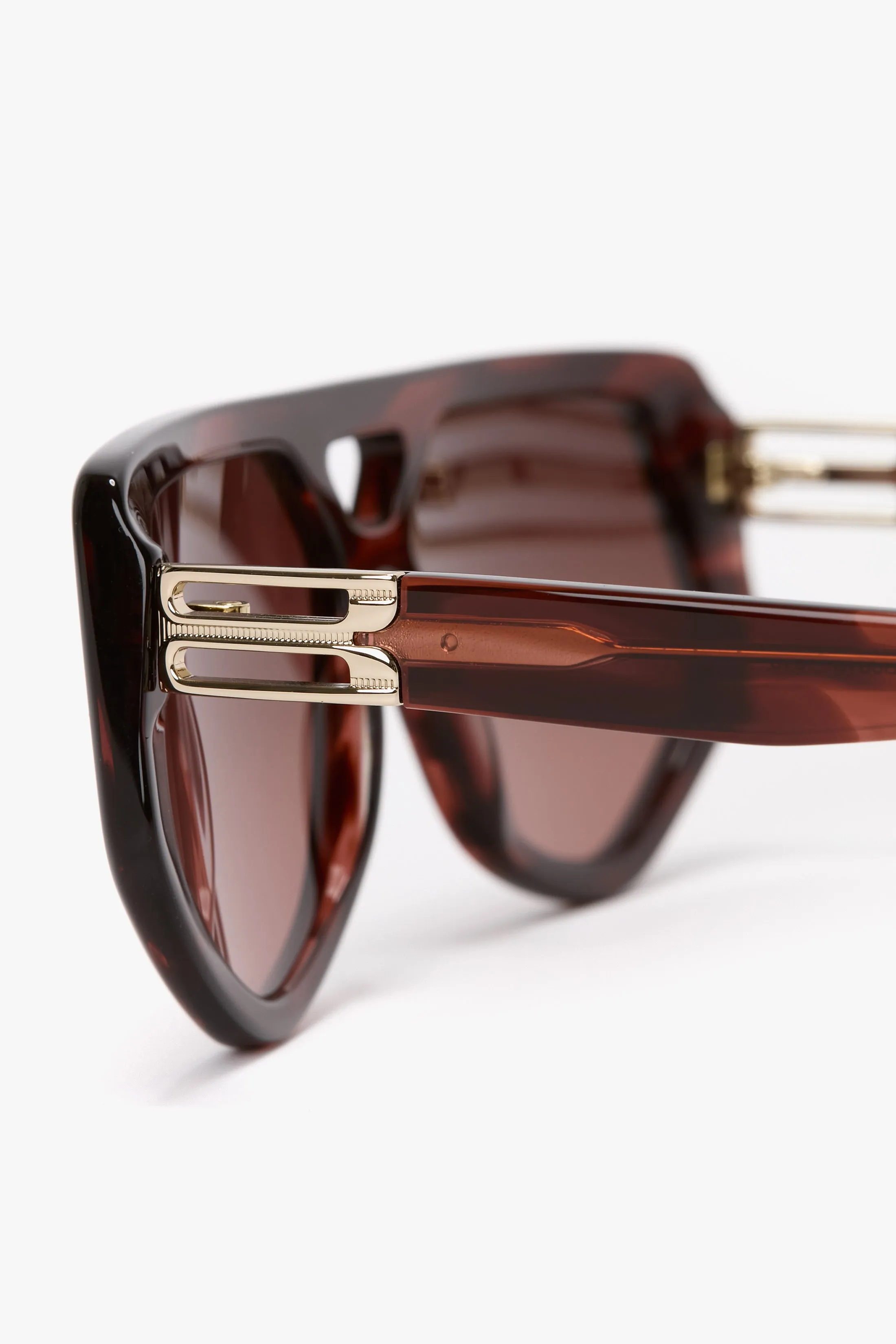 Double Bridge B Frame Logo Sunglasses In Striped Red sold by Victoria Beckham product image thumbnail 5