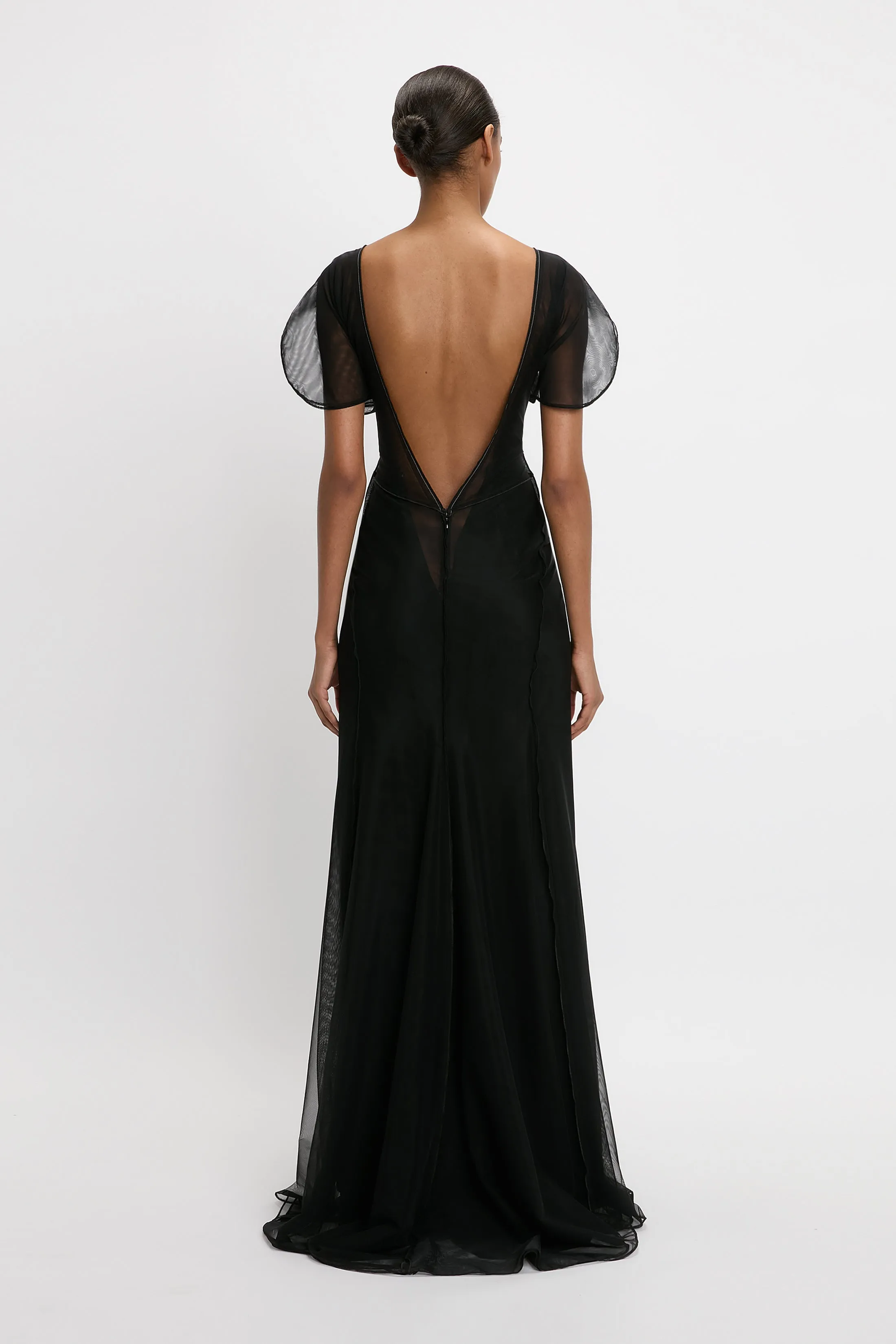 Sheer Gathered Waist Floor-Length Dress In Black sold by Victoria Beckham product image thumbnail 4