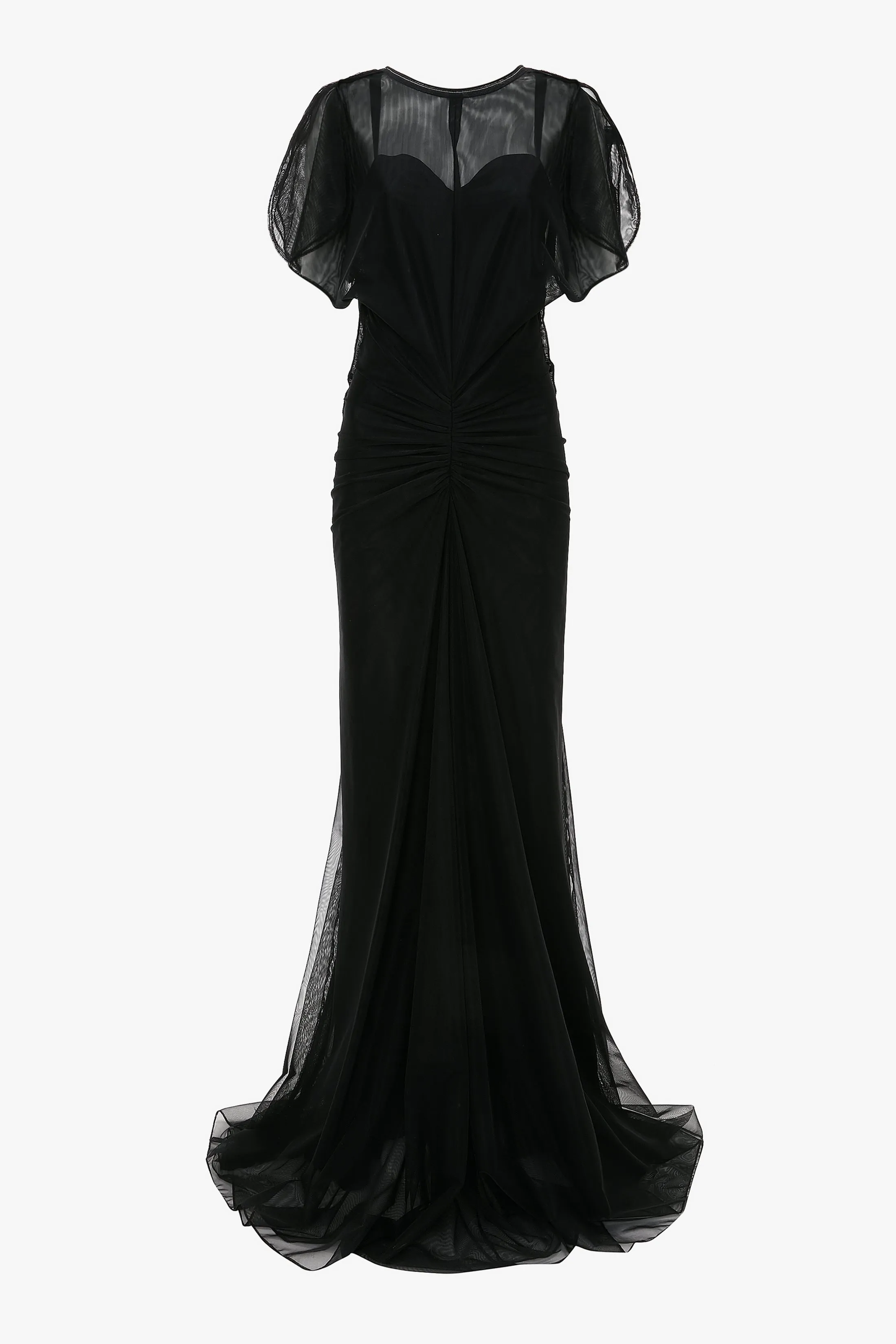 Sheer Gathered Waist Floor-Length Dress In Black sold by Victoria Beckham product image thumbnail 3