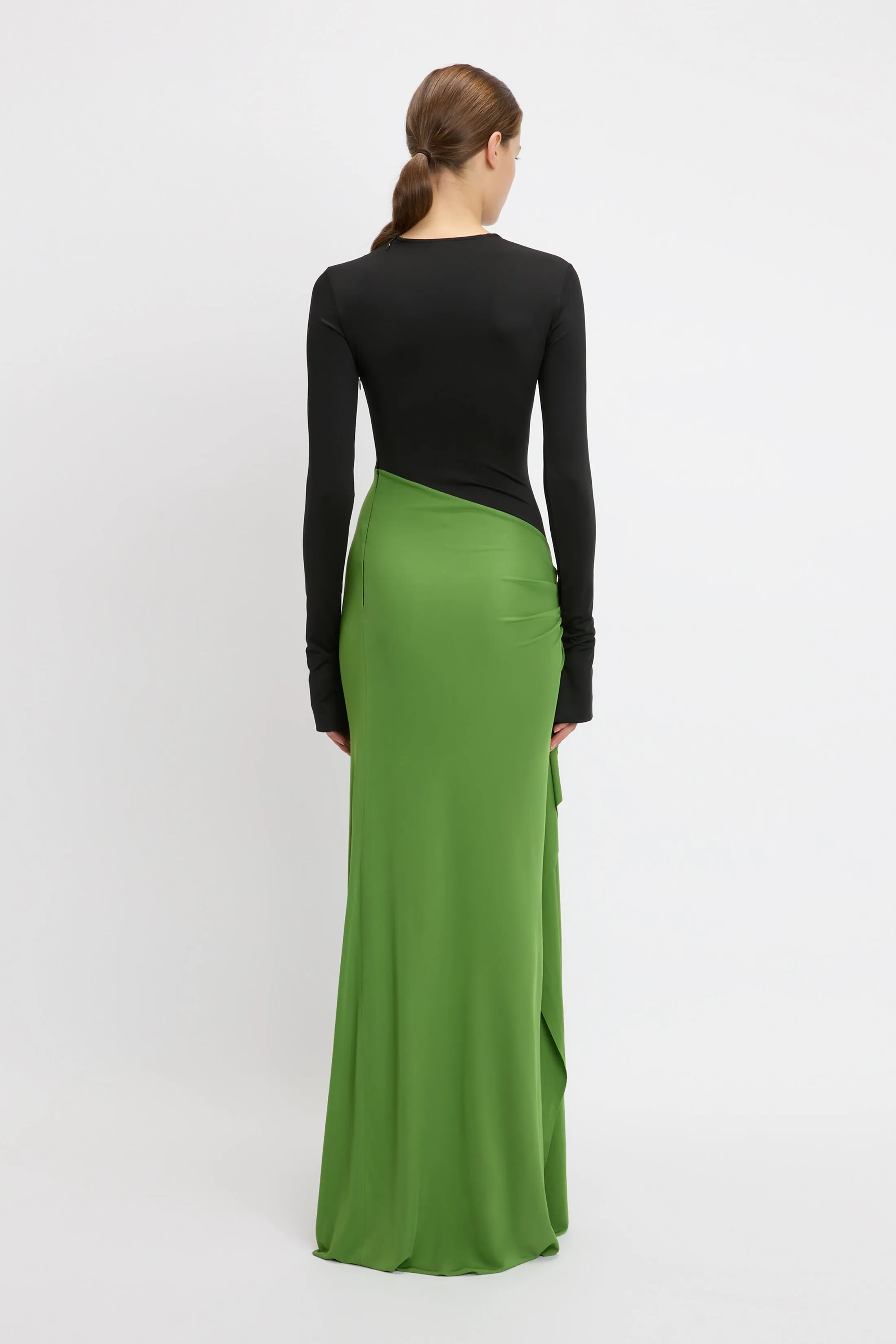 Long Sleeve Ruched Detail Gown In Black-Algae sold by Victoria Beckham product image thumbnail 3