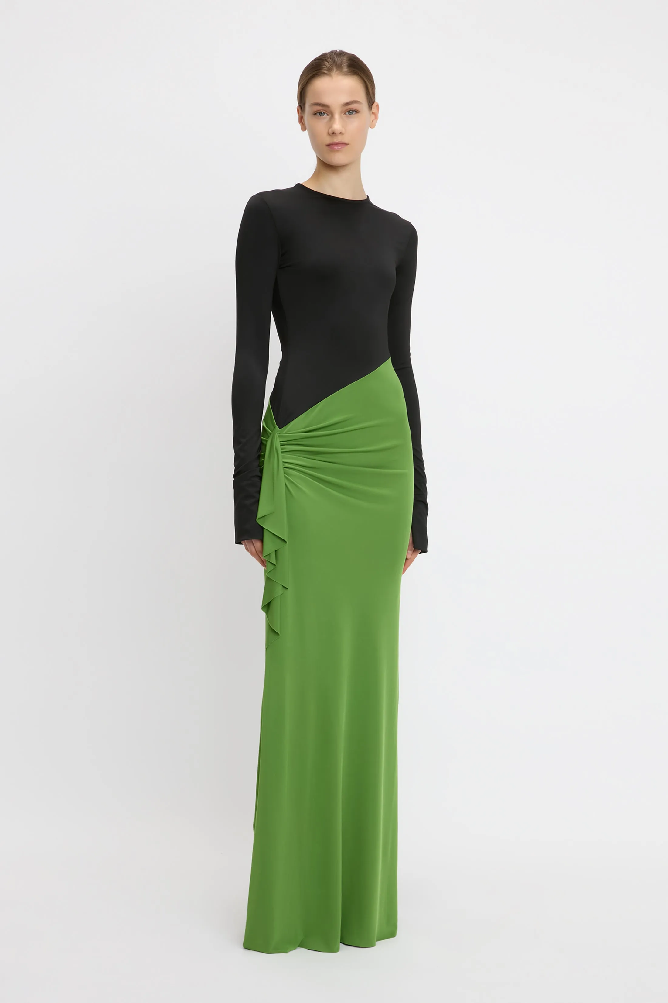 Long Sleeve Ruched Detail Gown In Black-Algae sold by Victoria Beckham product image thumbnail 2