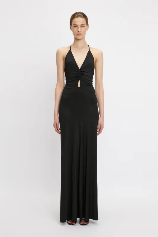 V-Neck Ruched Cami Gown In Black sold by Victoria Beckham
