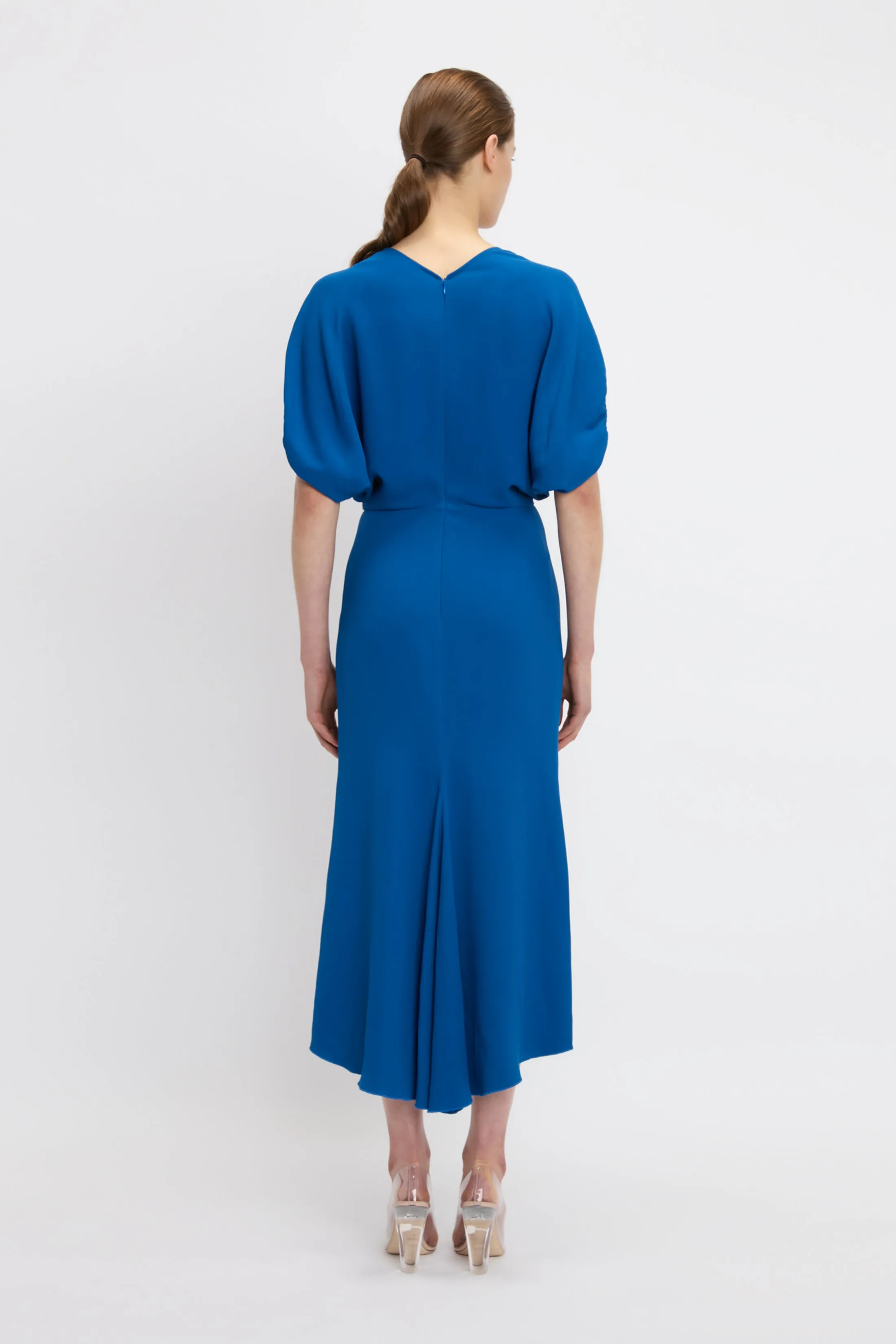 Blouson Detail Midi Dress In Sapphire Blue sold by Victoria Beckham product image thumbnail 3