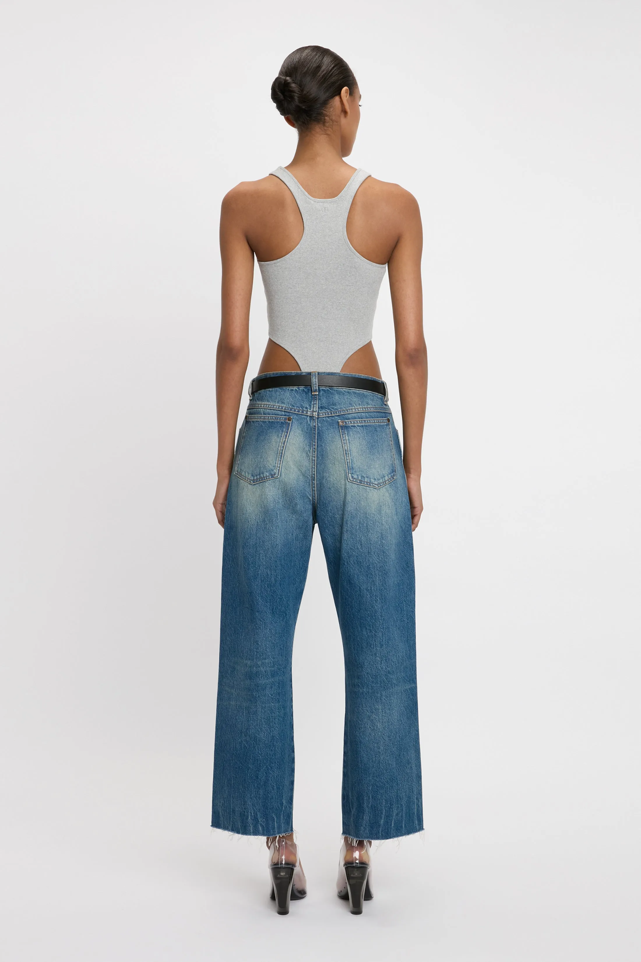 High Leg Bodysuit In Grey Marl sold by Victoria Beckham product image thumbnail 3