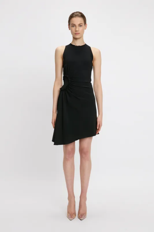 Sleeveless Gathered Detail Mini Dress In Black sold by Victoria Beckham