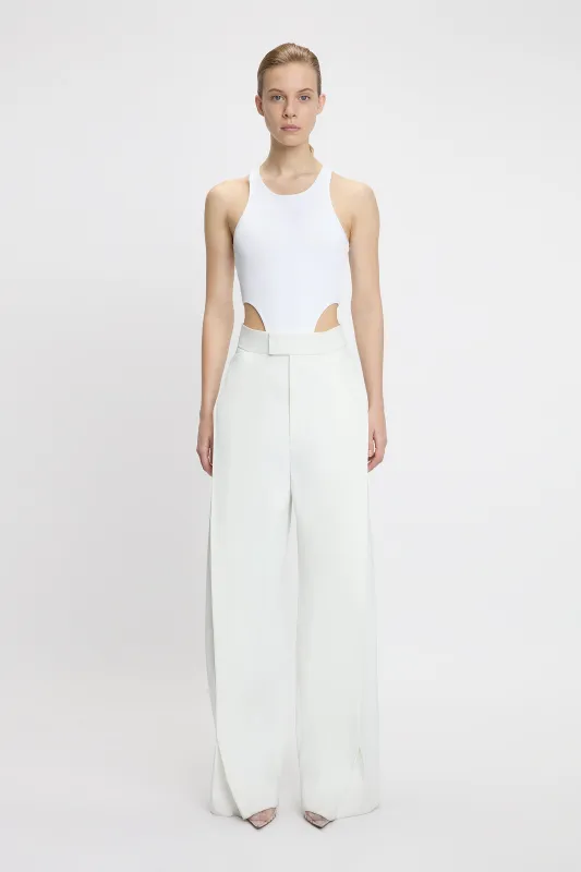 Wide Leg Pleat Detail Trouser In Ivory sold by Victoria Beckham