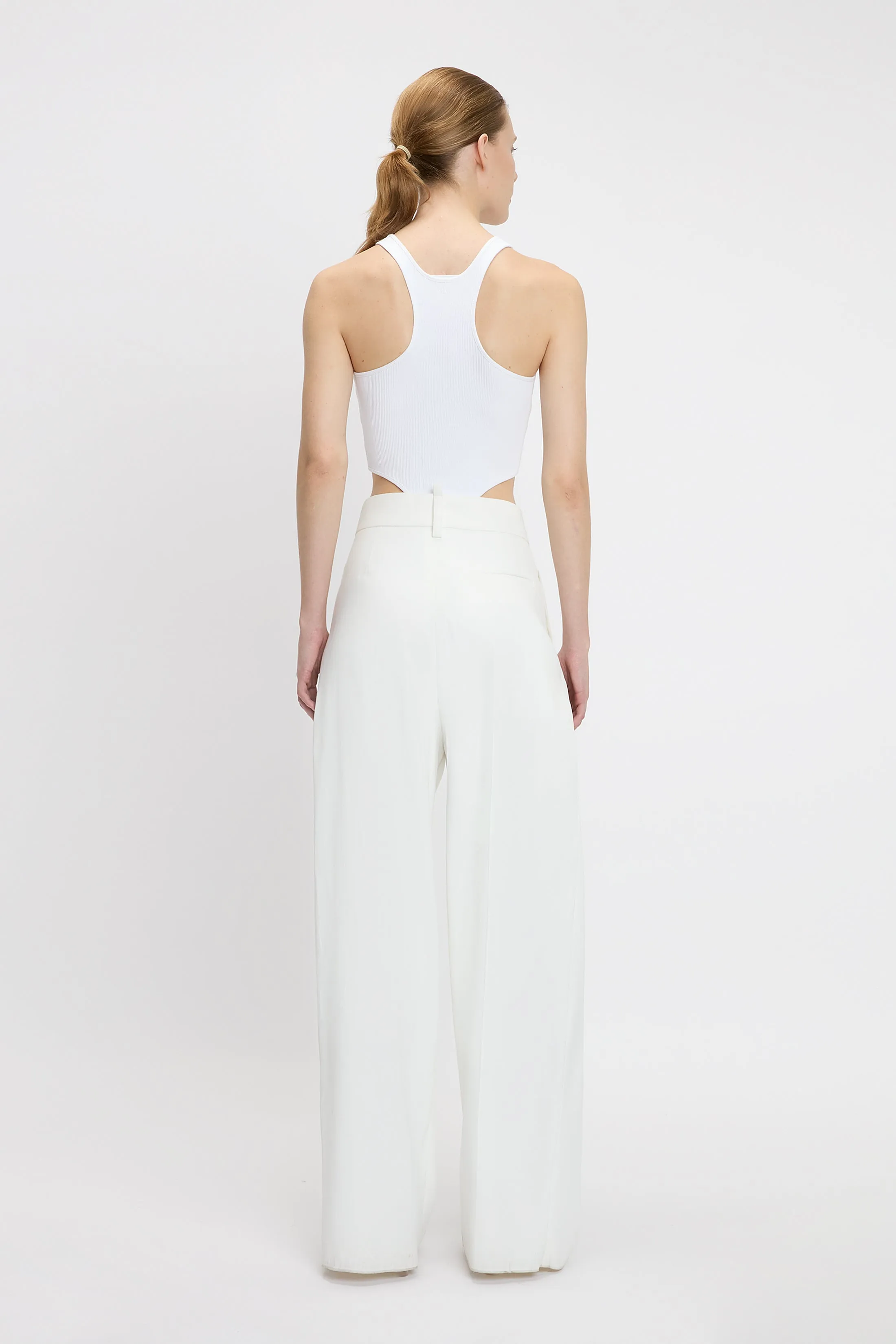 Wide Leg Pleat Detail Trouser In Ivory sold by Victoria Beckham product image thumbnail 3