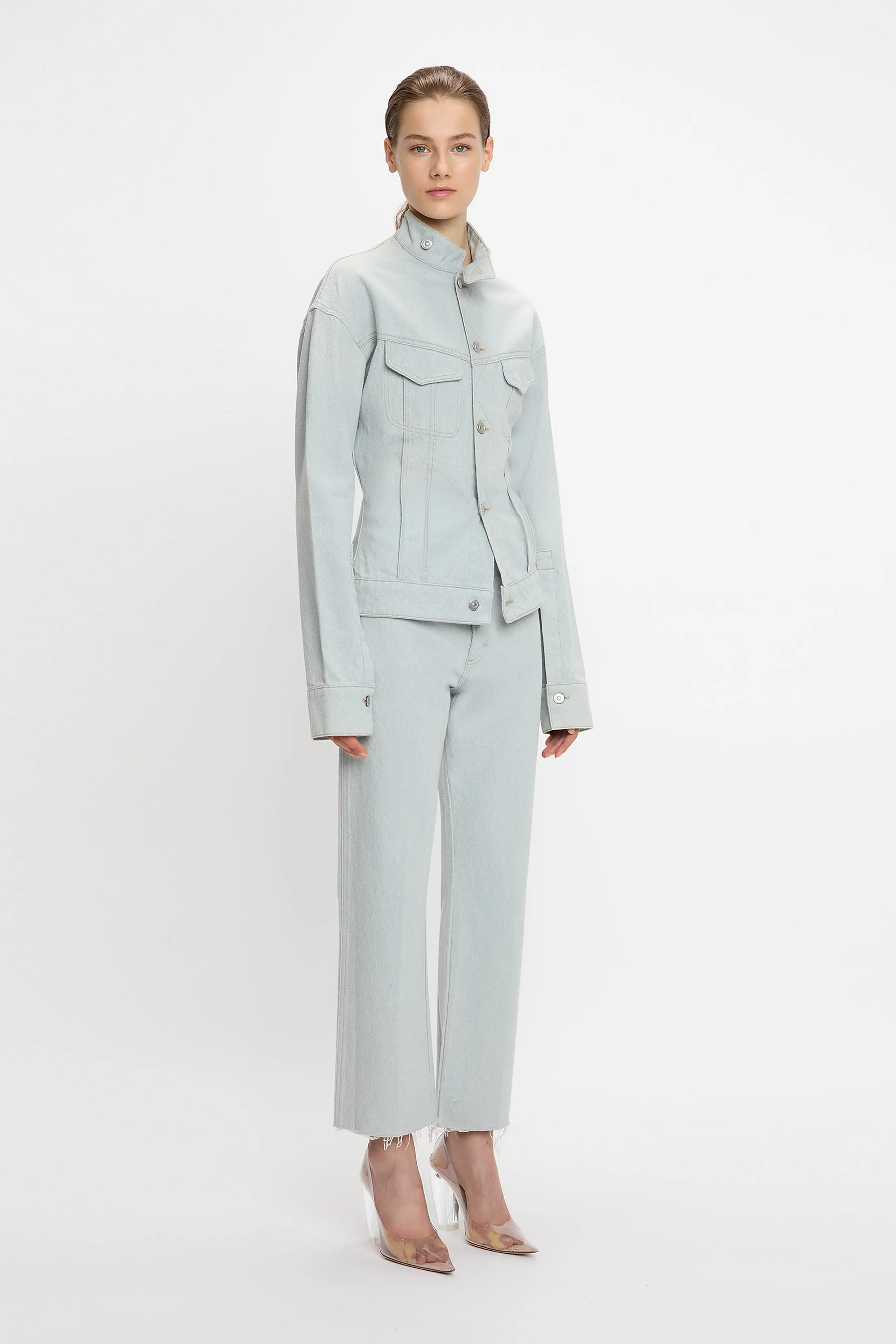 Sculptural Denim Jacket In Light Azul sold by Victoria Beckham product image thumbnail 2