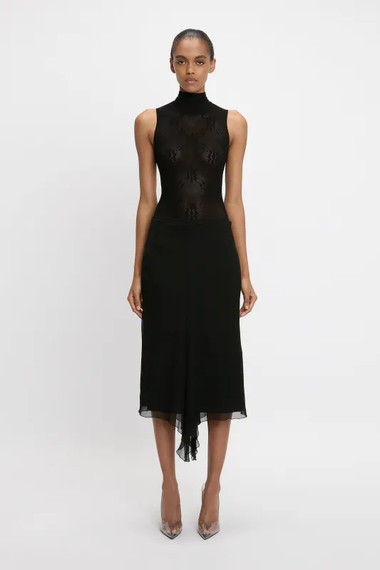 Corset Detail Skirt In Black sold by Victoria Beckham