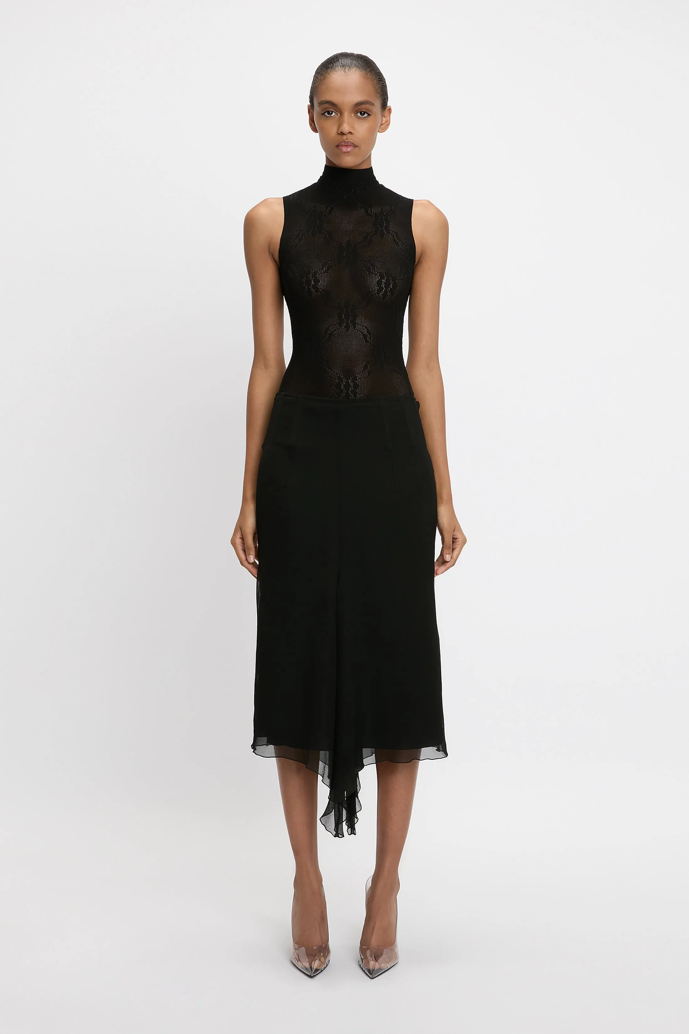 Corset Detail Skirt In Black sold by Victoria Beckham