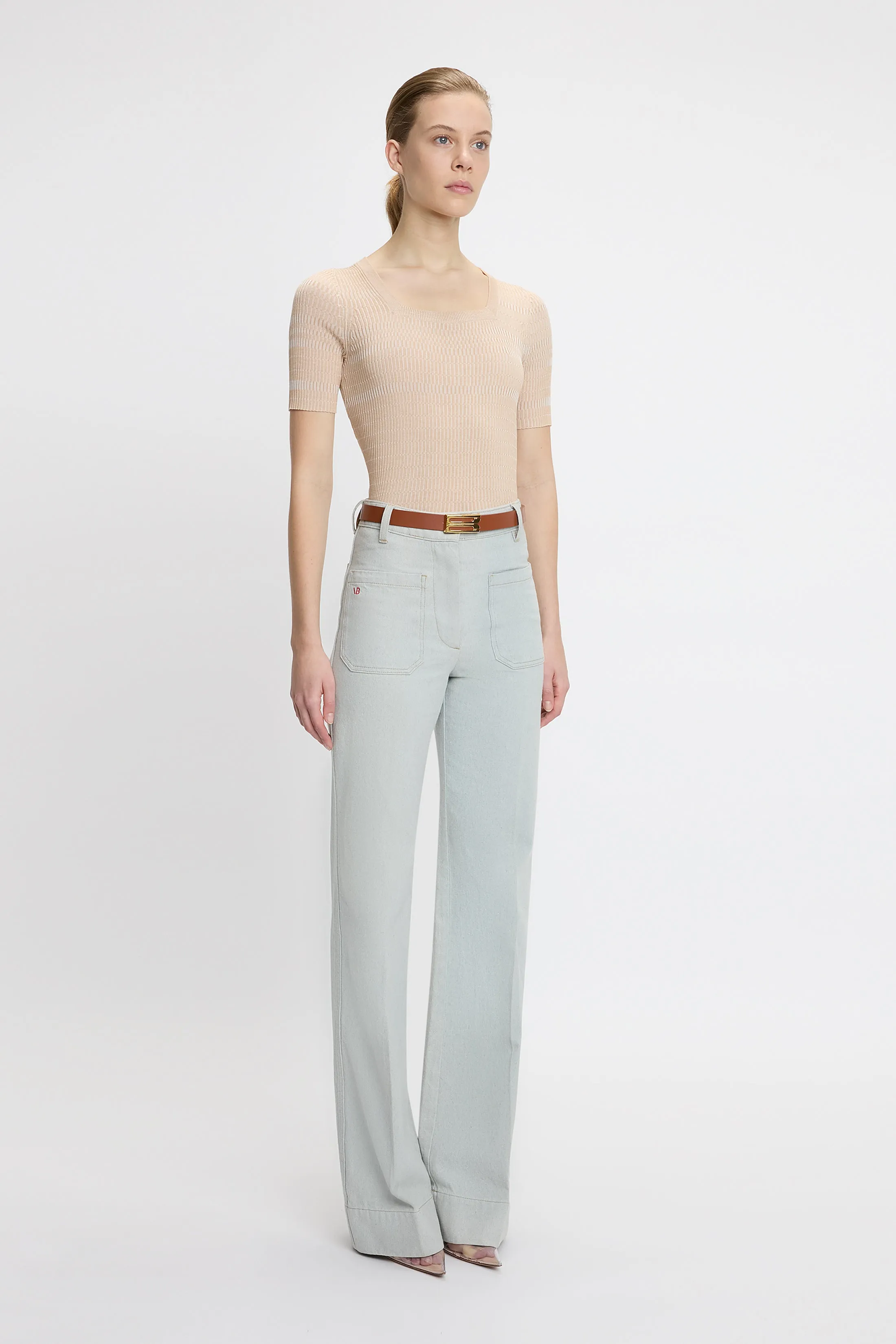 Alina High Waisted Jean In Light Azul sold by Victoria Beckham