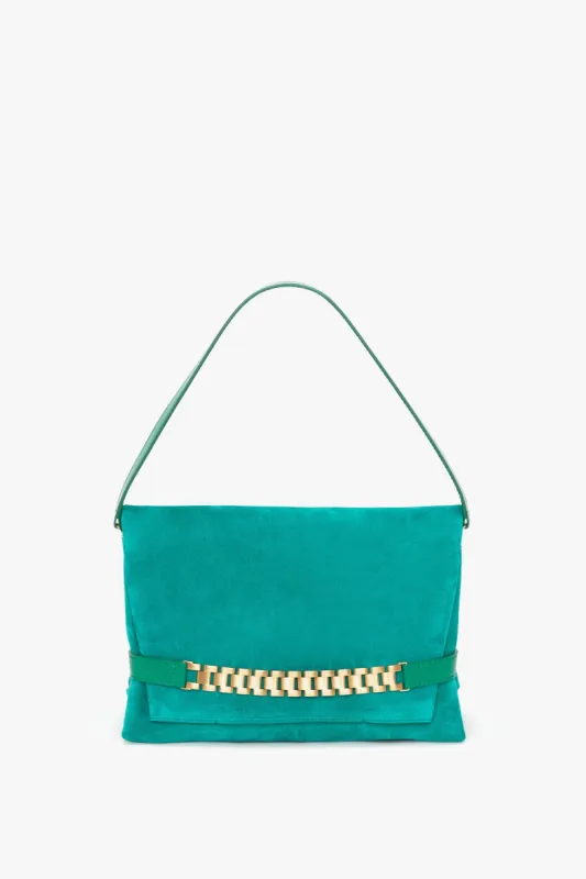 Chain Pouch with Strap in Malachite Suede sold by Victoria Beckham