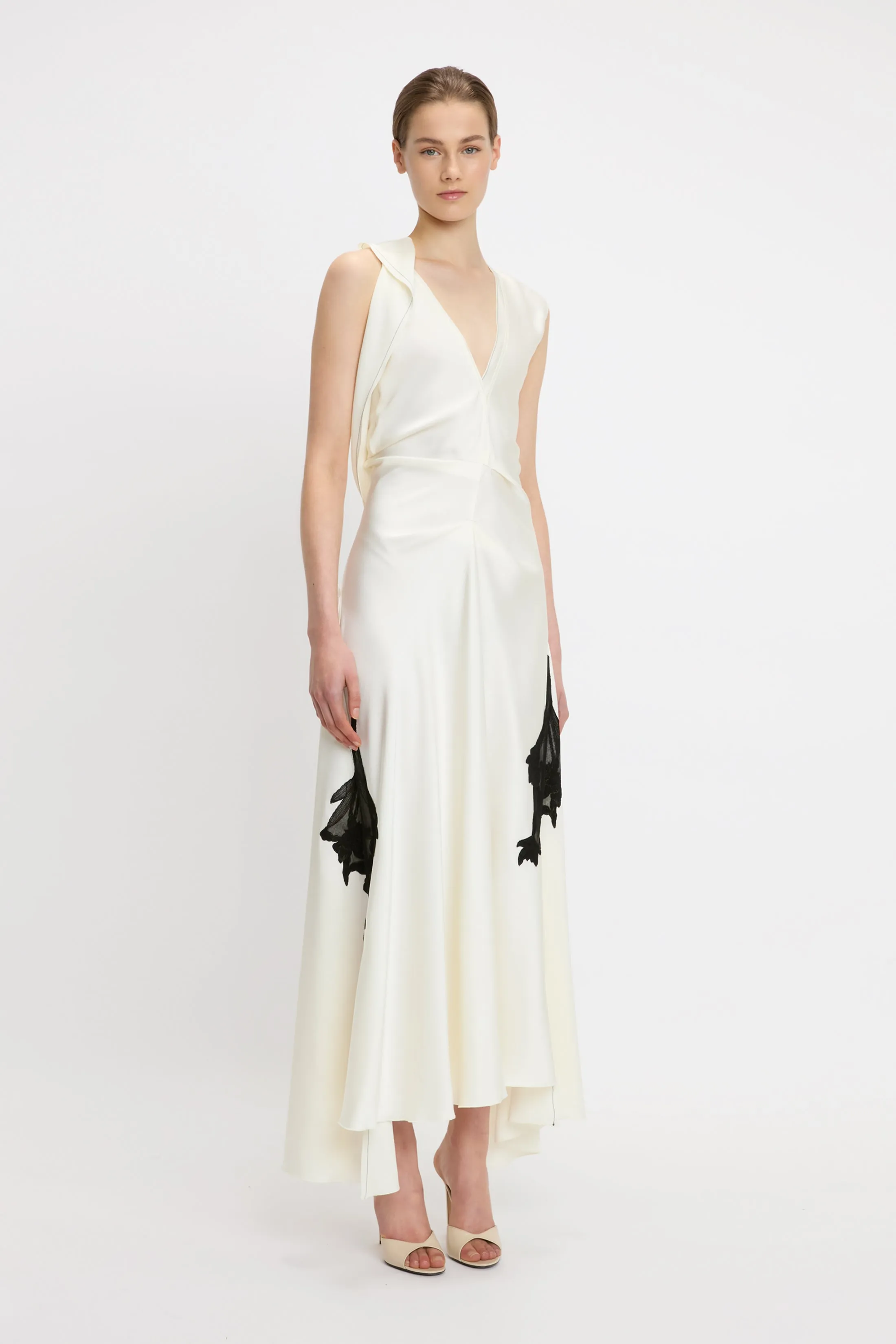 Draped Lace Detail Midi Dress In Ivory sold by Victoria Beckham product image thumbnail 2