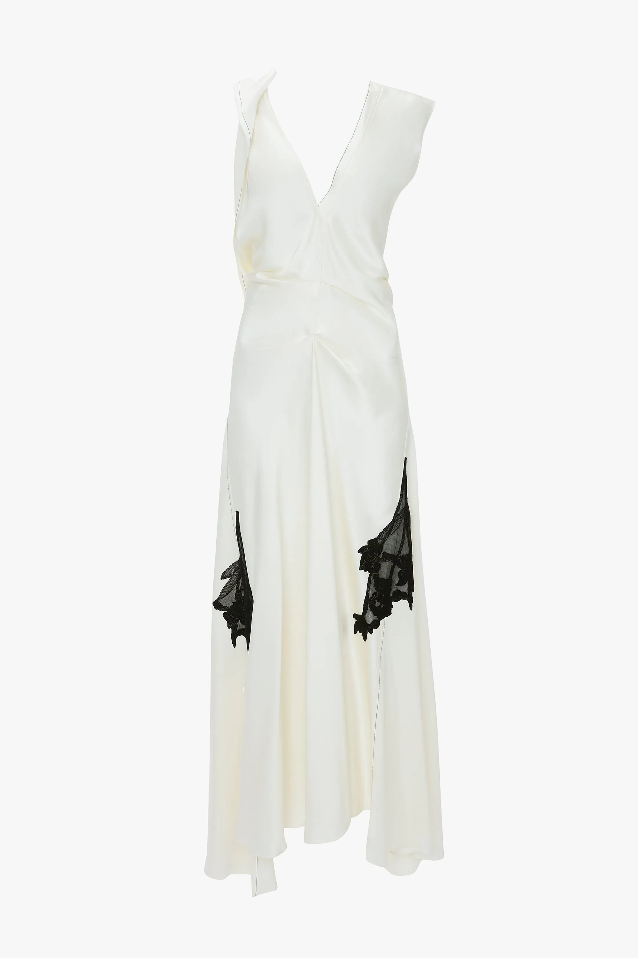 Draped Lace Detail Midi Dress In Ivory sold by Victoria Beckham product image thumbnail 4