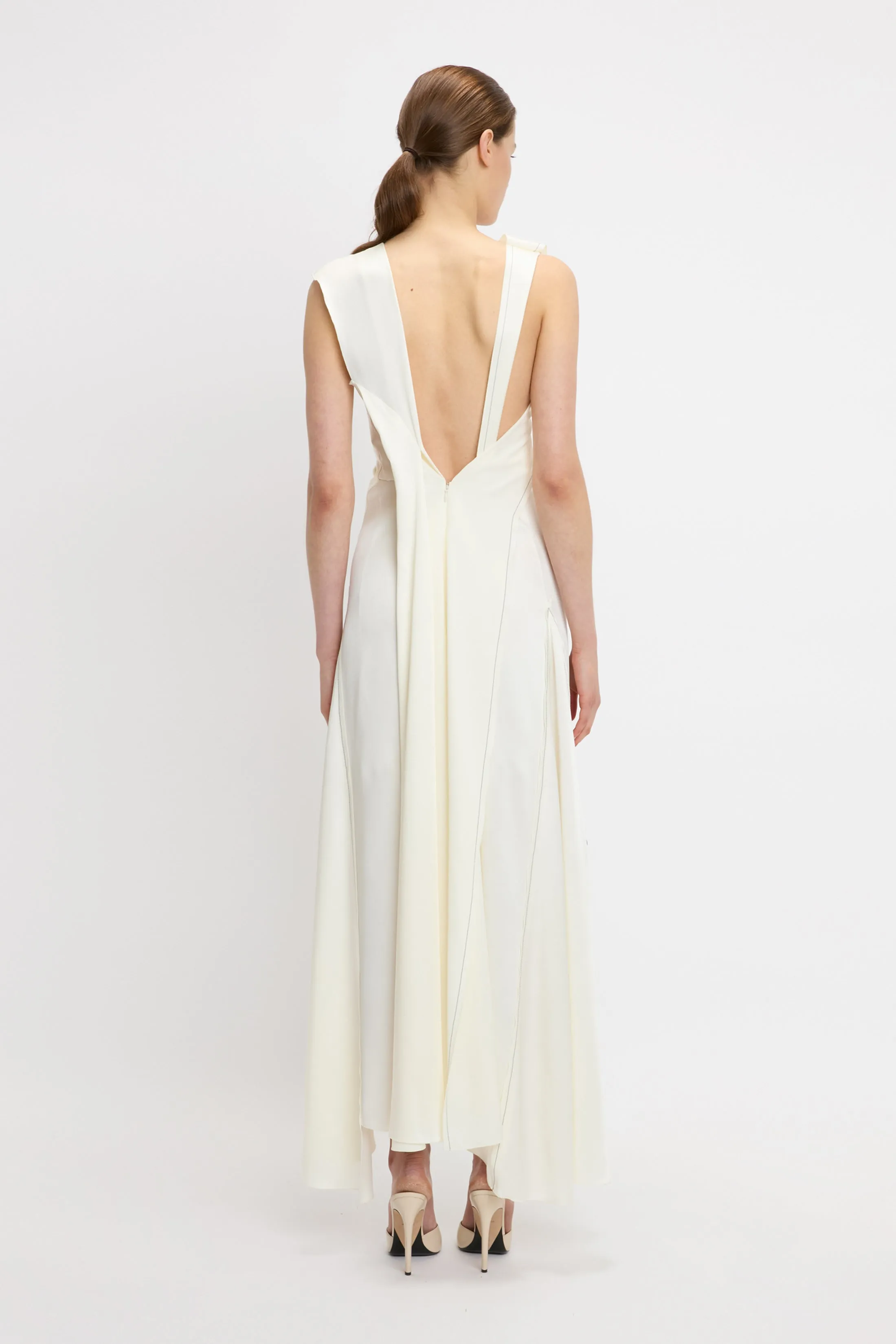 Draped Lace Detail Midi Dress In Ivory sold by Victoria Beckham product image thumbnail 3