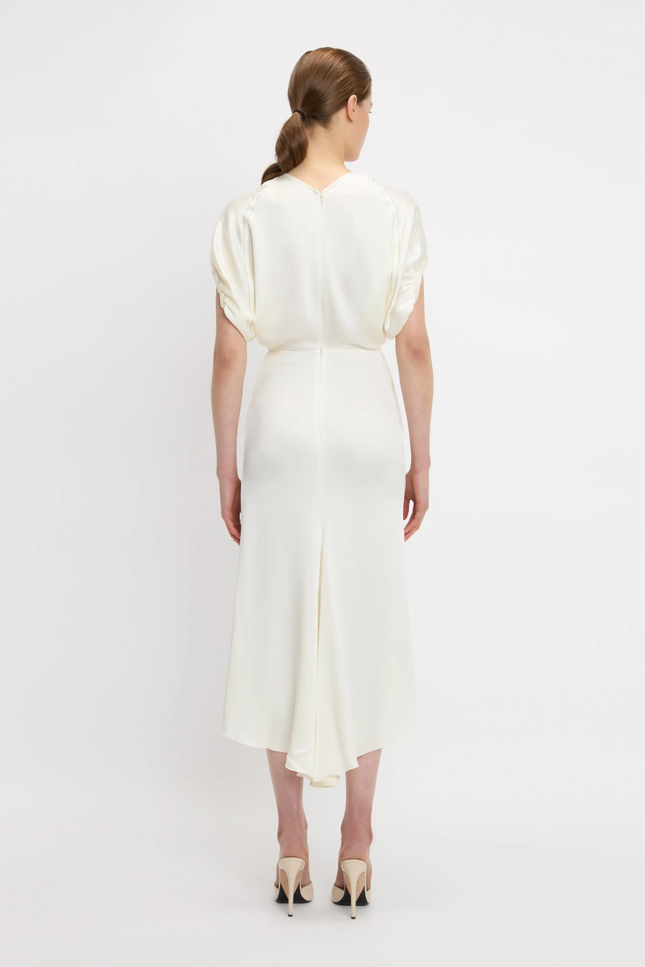 Blouson Detail Midi Dress In Ivory sold by Victoria Beckham product image thumbnail 4