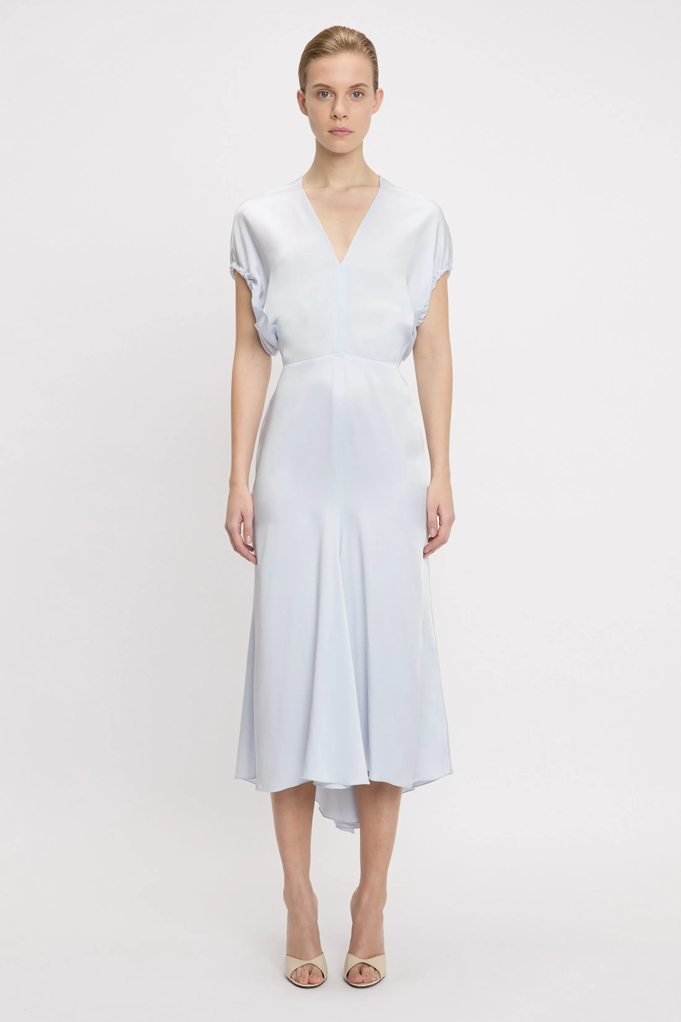 Blouson Detail Midi Dress In Ice sold by Victoria Beckham