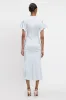 Gathered V-Neck Midi Dress In Ice sold by Victoria Beckham