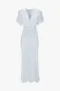 Gathered V-Neck Midi Dress In Ice sold by Victoria Beckham