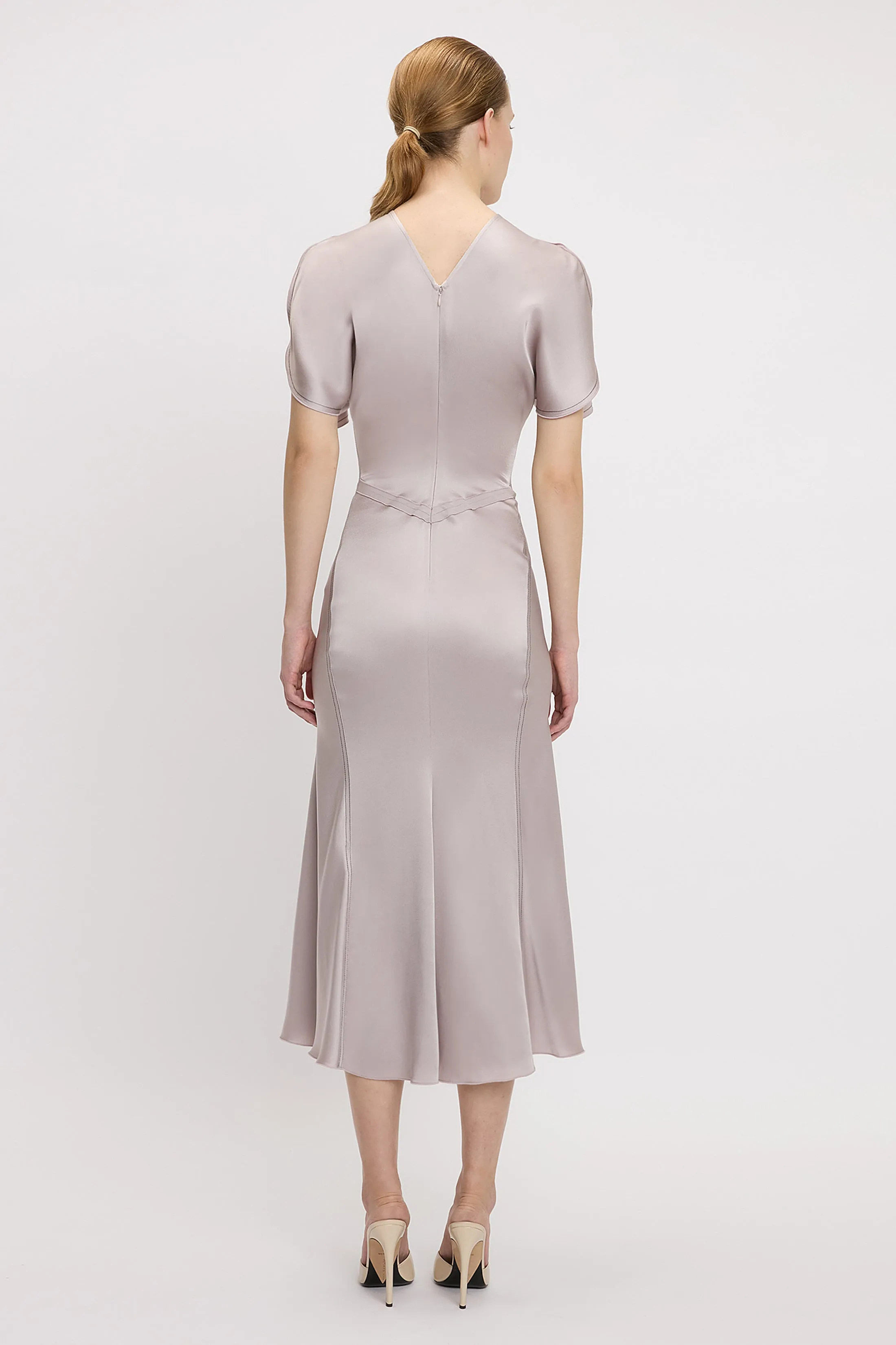 Gathered Waist Midi Dress In Heather sold by Victoria Beckham product image thumbnail 4