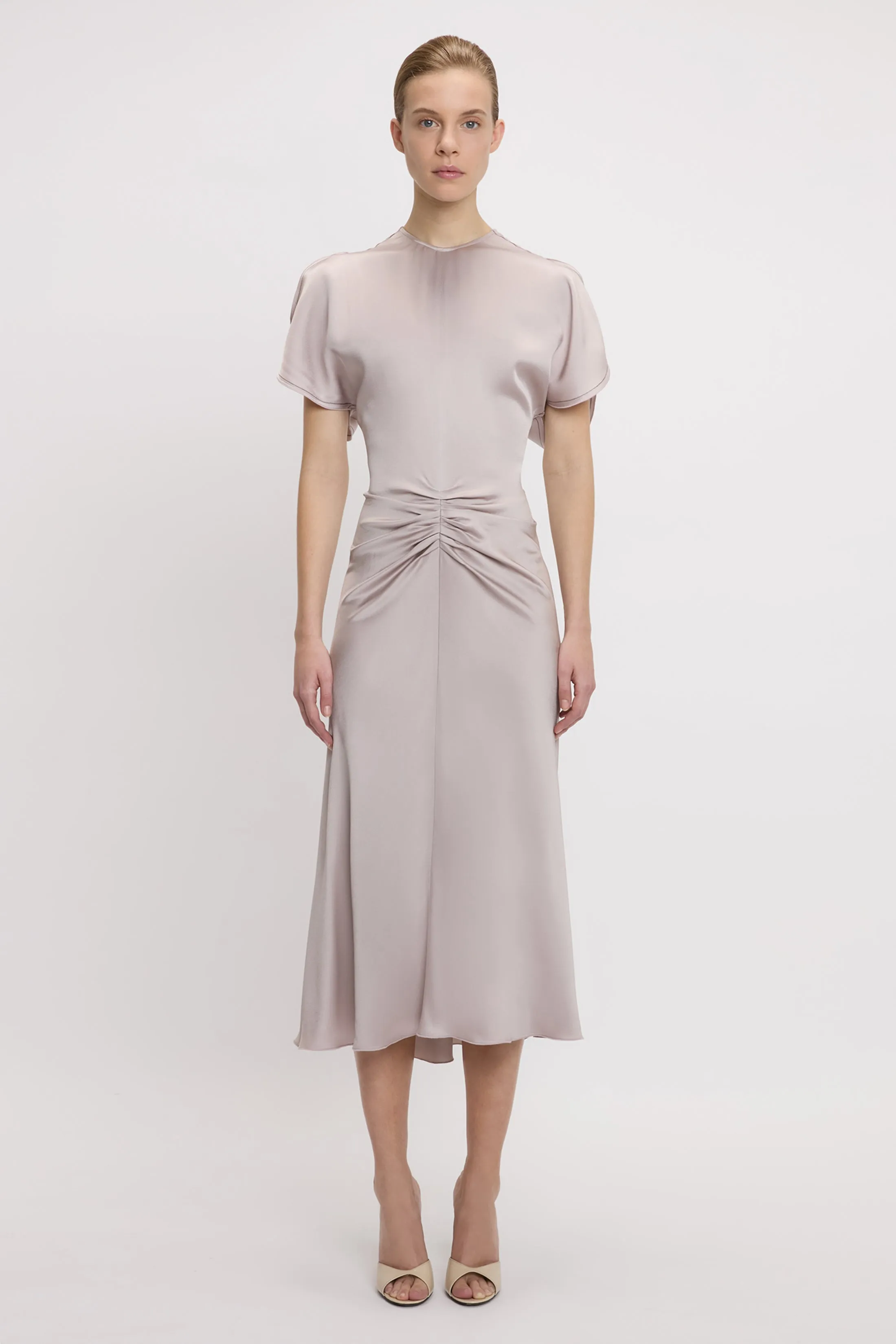 Gathered Waist Midi Dress In Heather sold by Victoria Beckham