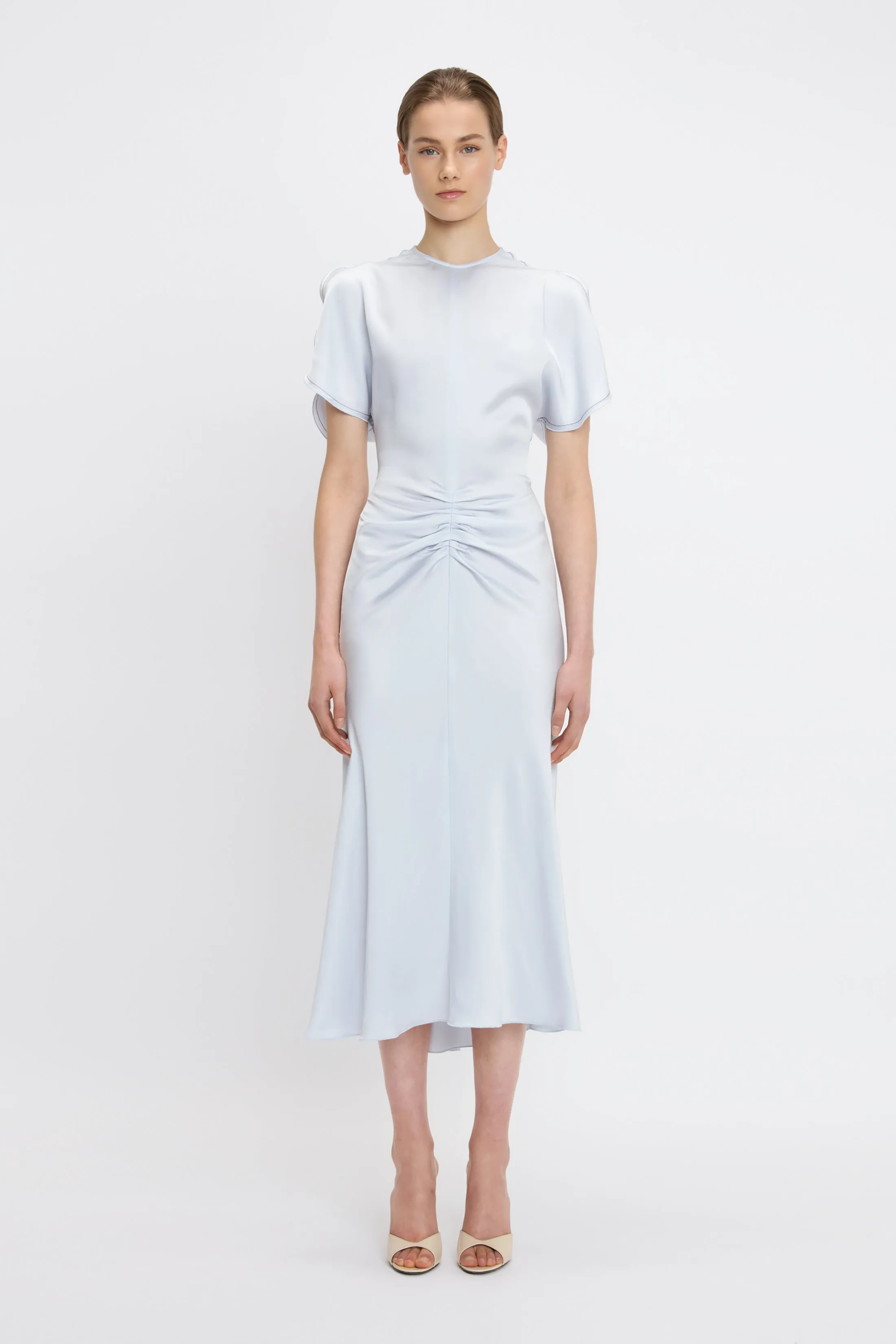 Gathered Waist Midi Dress In Ice sold by Victoria Beckham