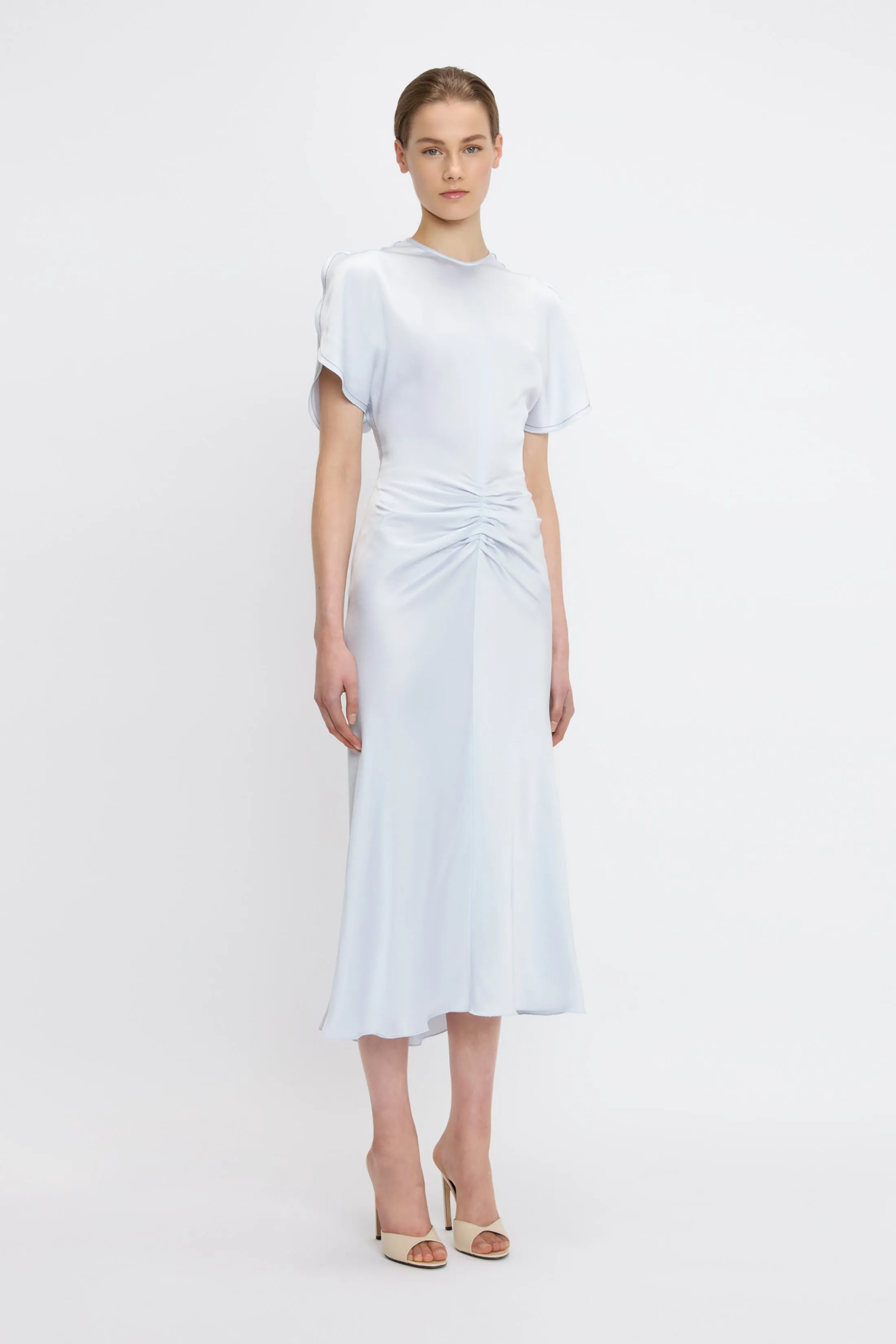 Gathered Waist Midi Dress In Ice sold by Victoria Beckham product image thumbnail 2