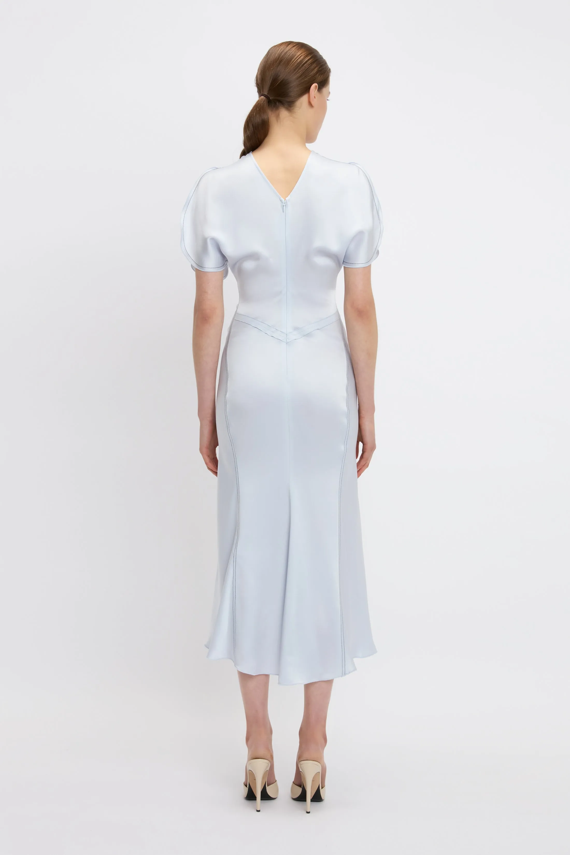 Gathered Waist Midi Dress In Ice sold by Victoria Beckham product image thumbnail 3