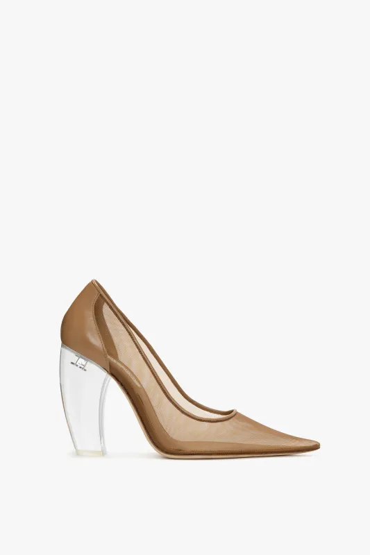 Transparent Heel Mesh Pump In Tan sold by Victoria Beckham