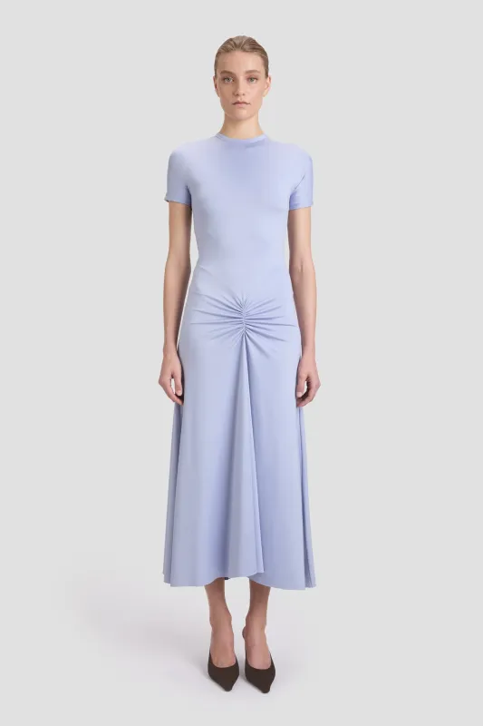 Gathered Waist T-Shirt Midi Dress In Delphinium Blue sold by Victoria Beckham