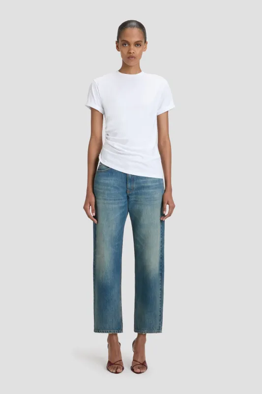 Gathered Detail T-Shirt In White sold by Victoria Beckham