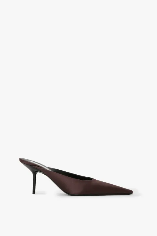 Sloan Stiletto Mule In Dark Brown Satin sold by Victoria Beckham