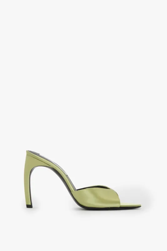 Harlow Open Toe Mule In Pale Green Satin sold by Victoria Beckham
