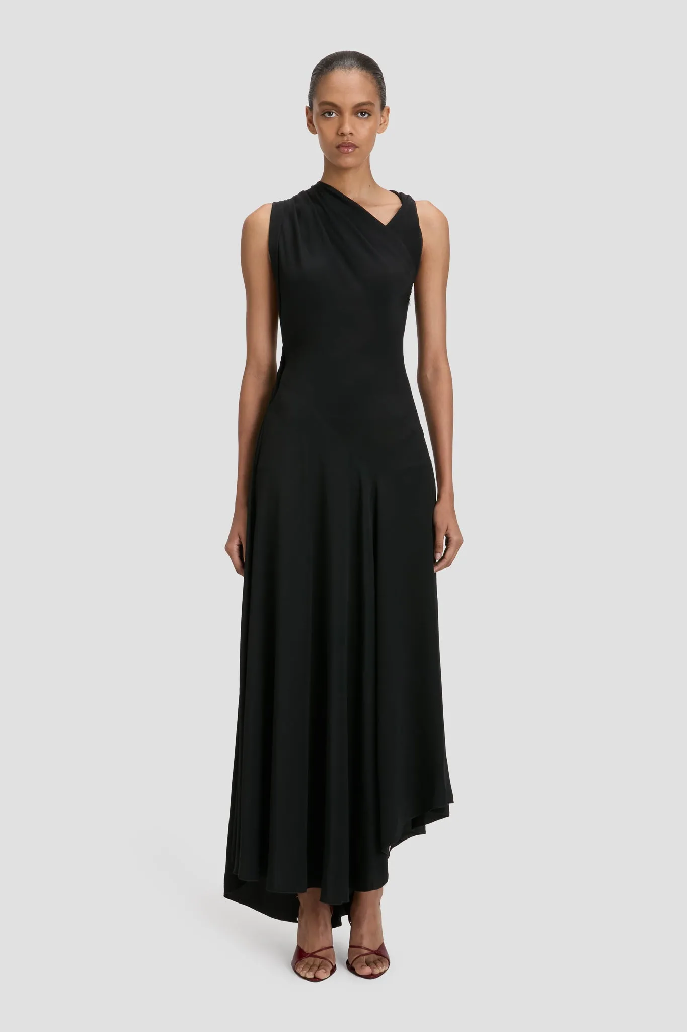 Sleeveless Draped Midi Dress In Black sold by Victoria Beckham