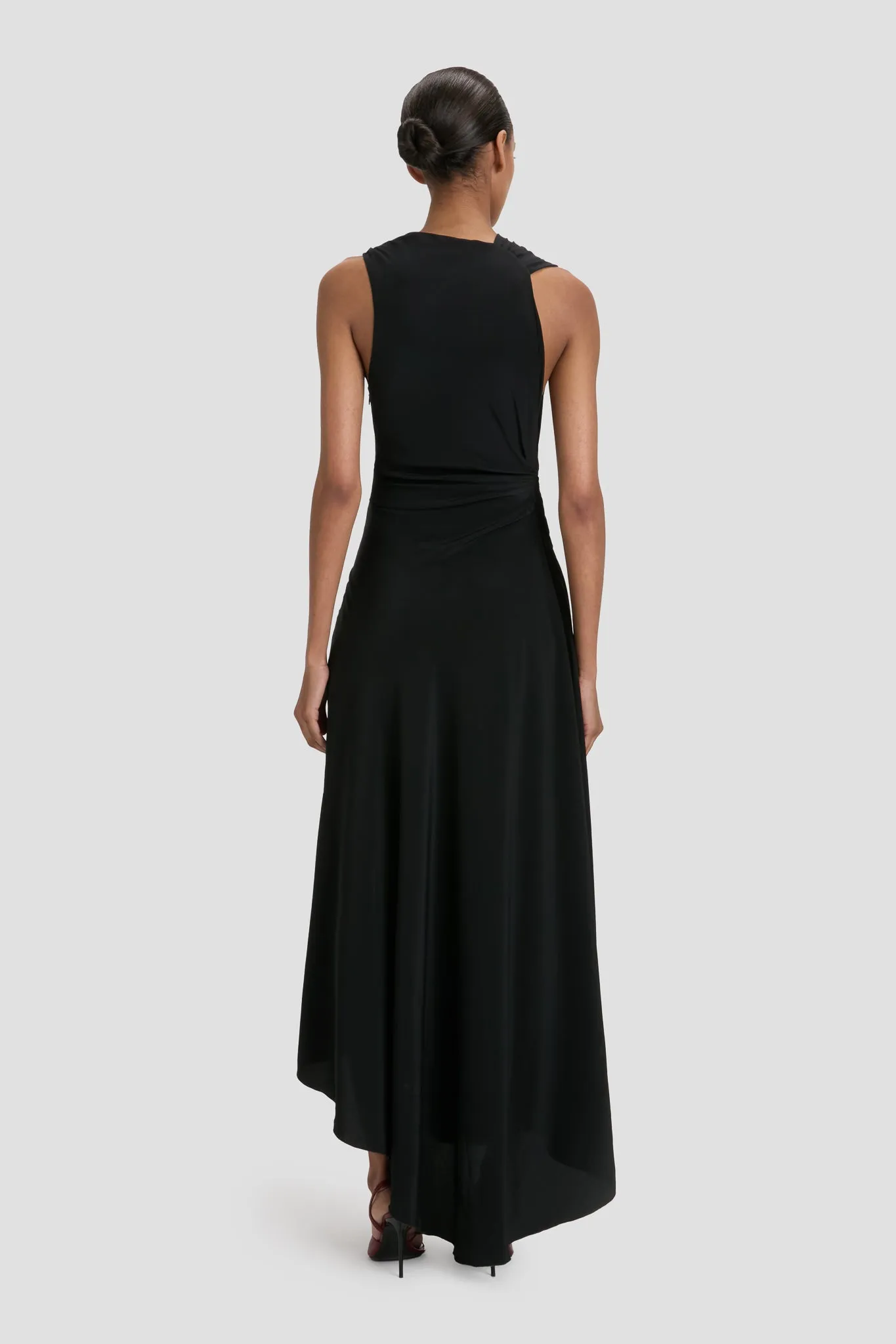 Sleeveless Draped Midi Dress In Black sold by Victoria Beckham product image thumbnail 4