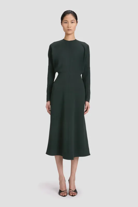 Dolman Midi Dress In Dark Pine sold by Victoria Beckham