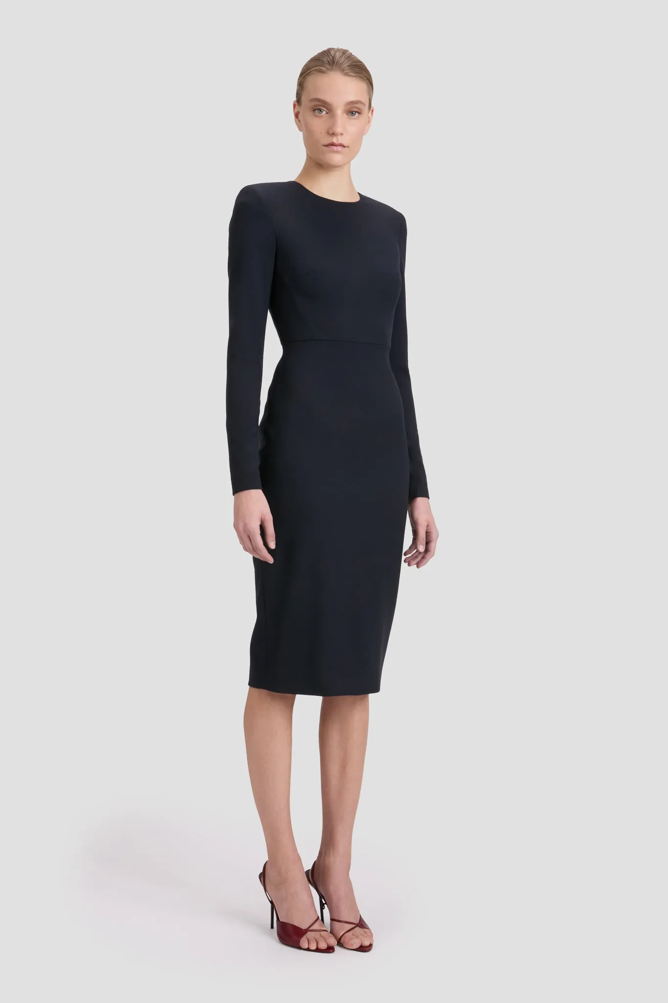 Long Sleeve Fitted T-Shirt Dress In Navy sold by Victoria Beckham product image thumbnail 2