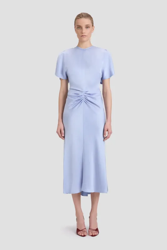 Gathered Waist Midi Dress In Delphinium Blue sold by Victoria Beckham