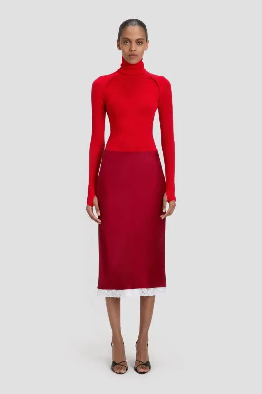High Neck Jumper In Dark Bright Rose sold by Victoria Beckham