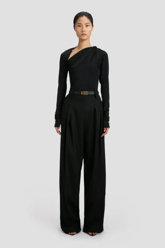 Slash Neck Jersey Top In Black sold by Victoria Beckham