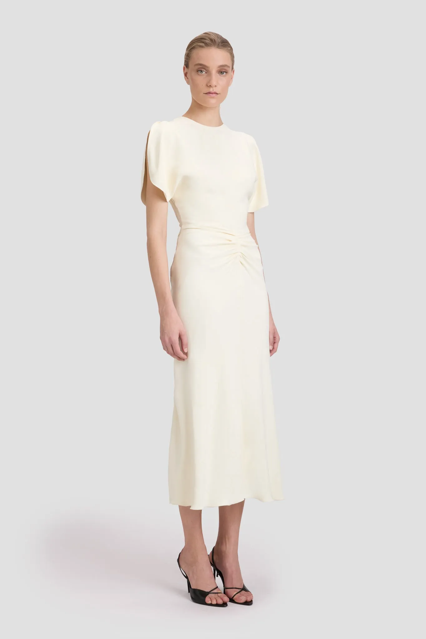 Gathered Waist Midi Dress In Ivory sold by Victoria Beckham product image thumbnail 2