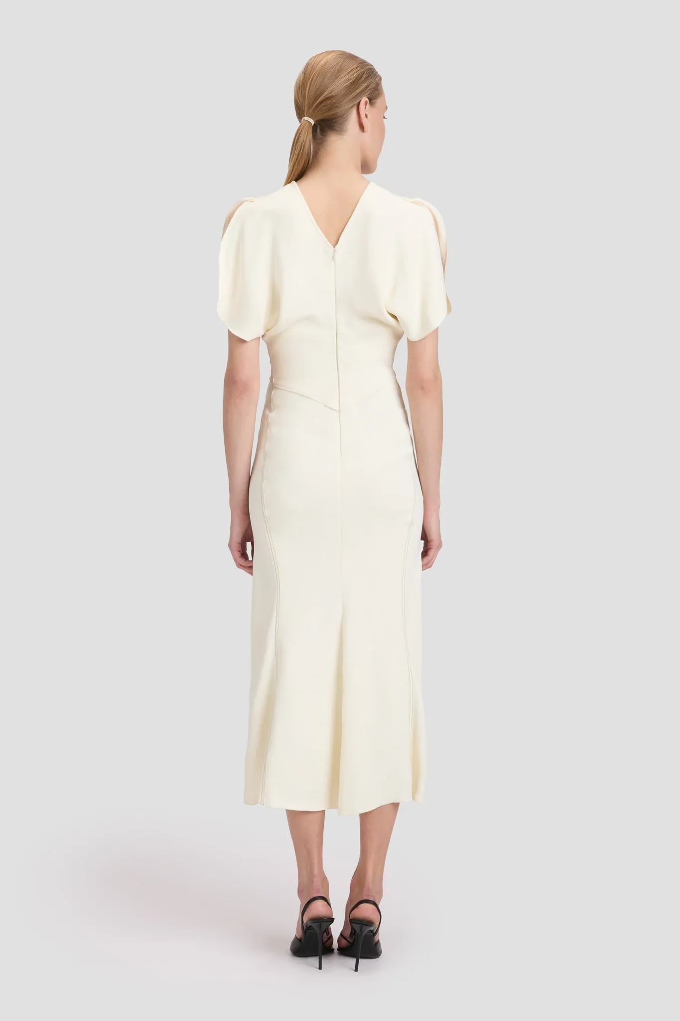 Gathered Waist Midi Dress In Ivory sold by Victoria Beckham product image thumbnail 4