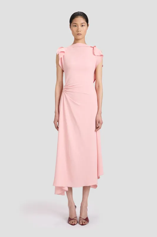 Drape Sleeve Midi Dress In Antique Pink sold by Victoria Beckham