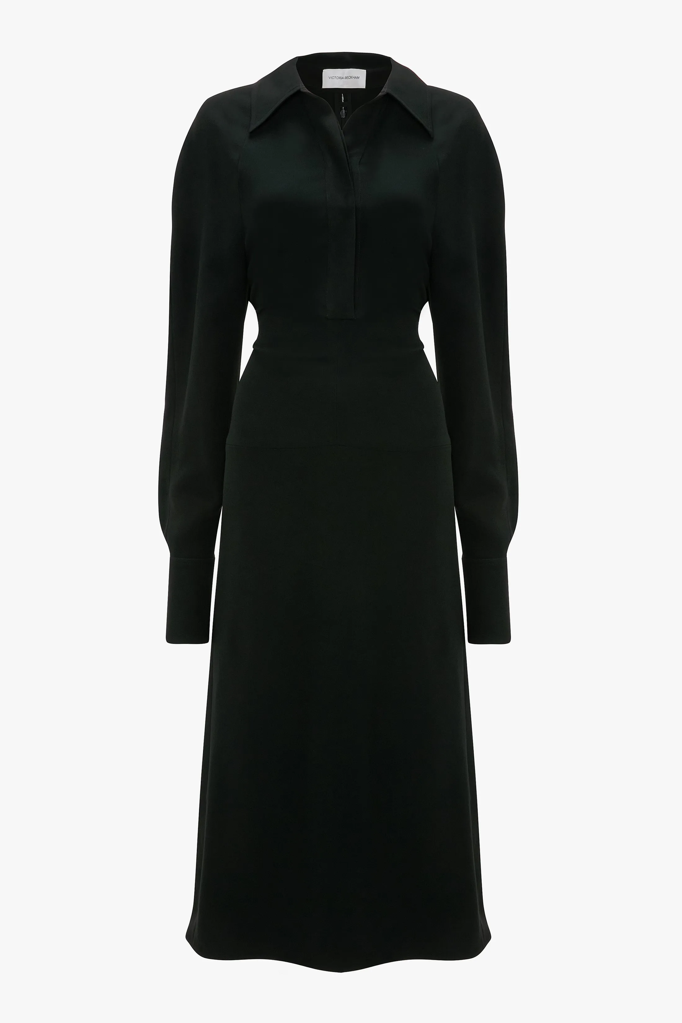 Long Sleeve Polo Collar Midi Dress In Black sold by Victoria Beckham product image thumbnail 5