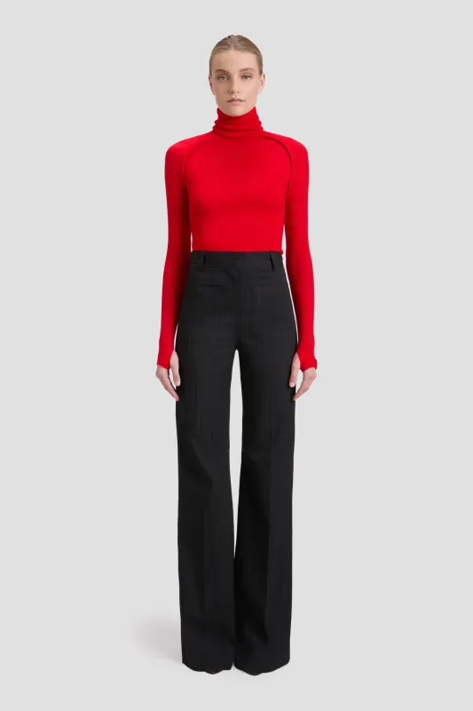 Alina Trouser In Navy-Rose Pinstripe sold by Victoria Beckham