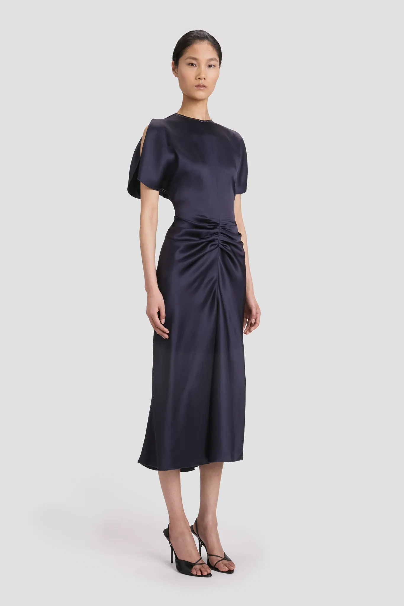 Gathered Waist Midi Dress In Midnight sold by Victoria Beckham product image thumbnail 2