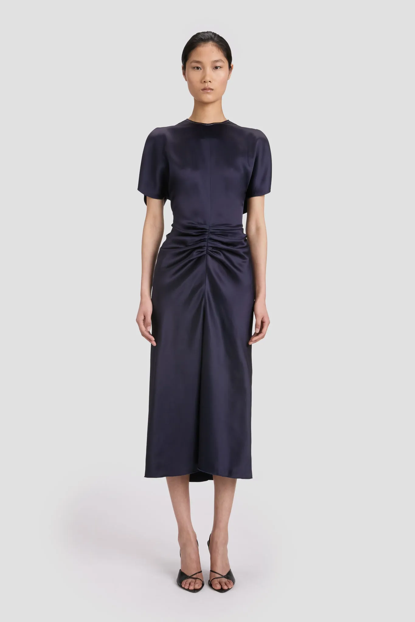 Gathered Waist Midi Dress In Midnight sold by Victoria Beckham