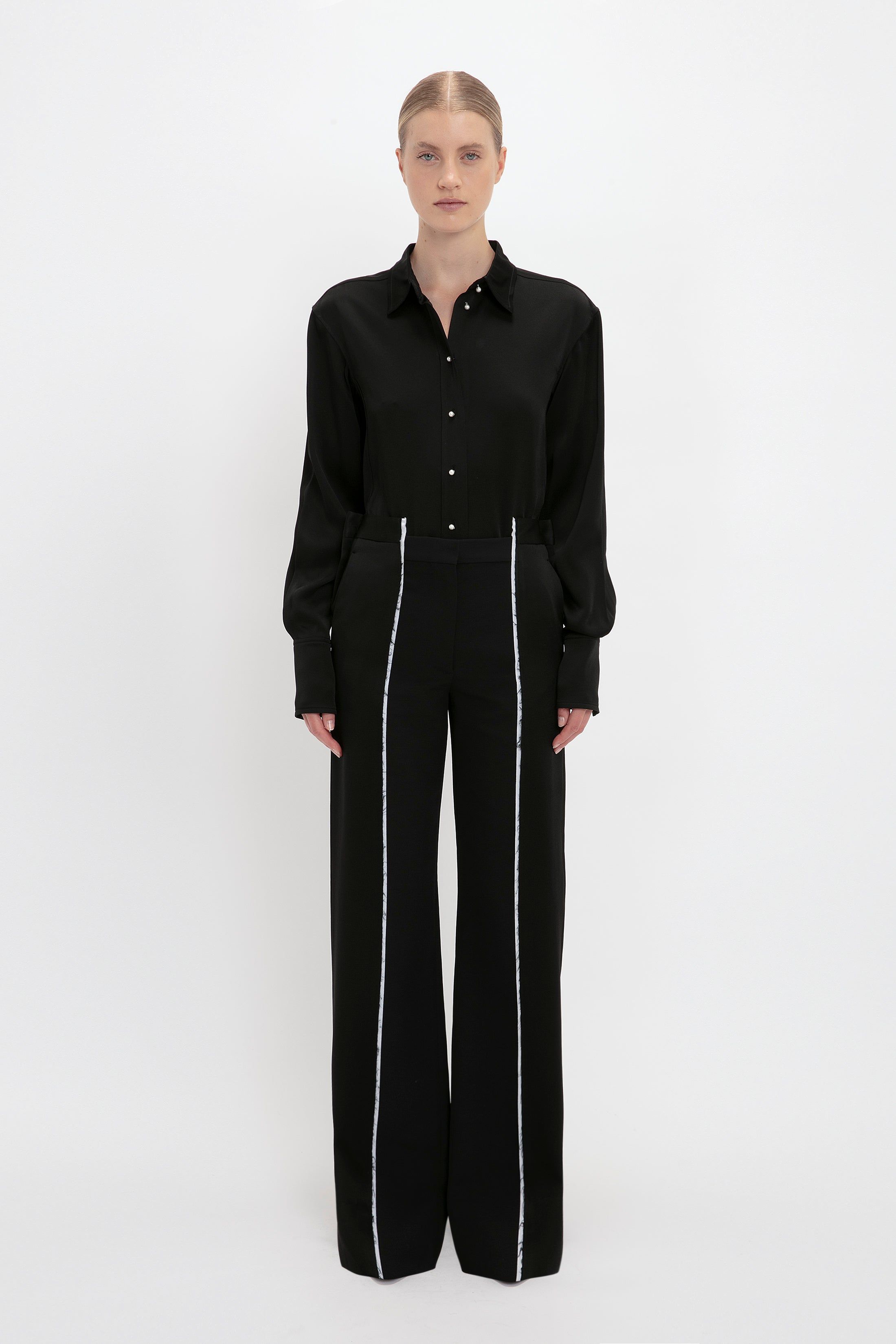 Straight Leg Deconstructed Trouser In Black sold by Victoria Beckham